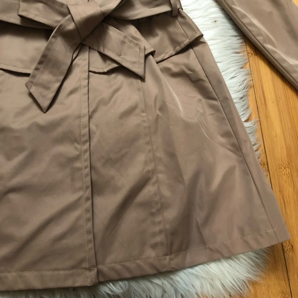 Plenty by Tracy Reese Corin Peplum Belted Brown Tan Trench Coat Jacket size S - Picture 8 of 16